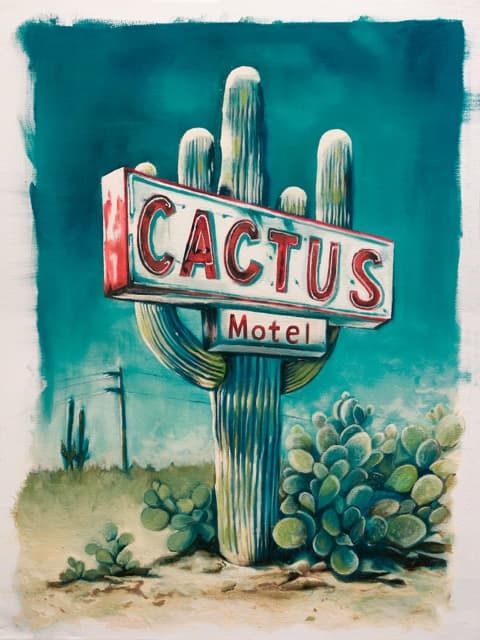 Cactus Motel - oil painting by Christa Faulk